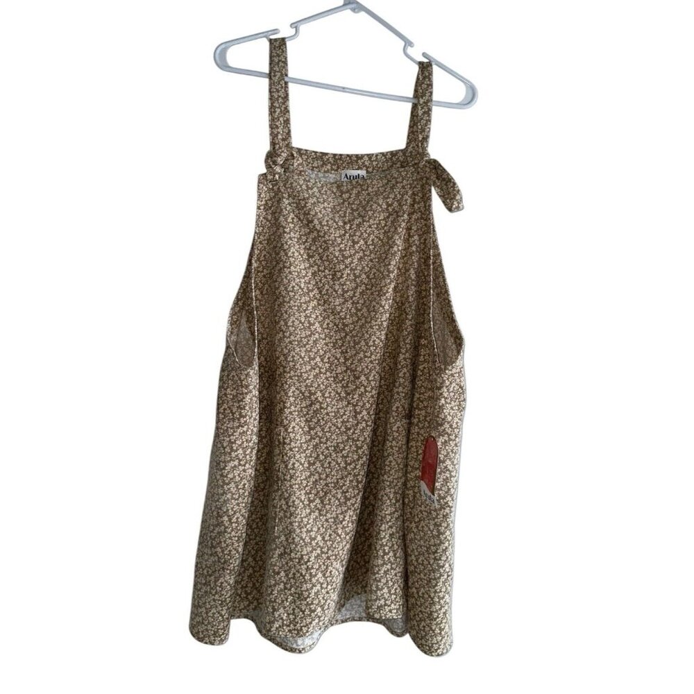 NWT Arula Women’s Overall Skirtall Dress Sz A Or 1X Beige White Floral